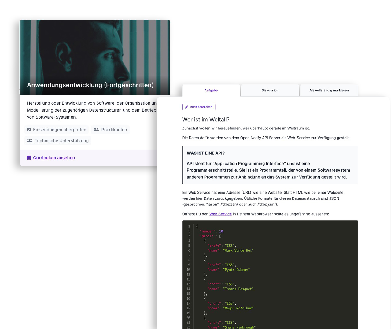 Lernplattform Screenshot